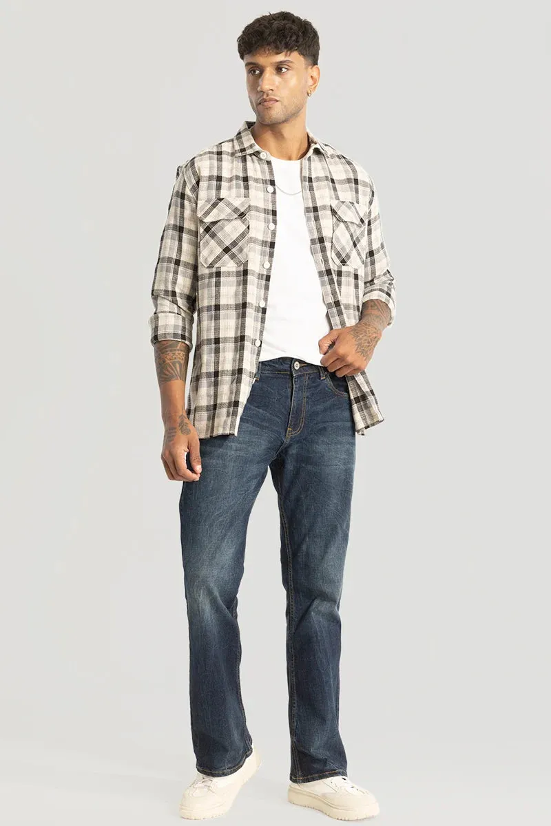 Classic Blue Bootcut Denim Jeans for Casual Wear