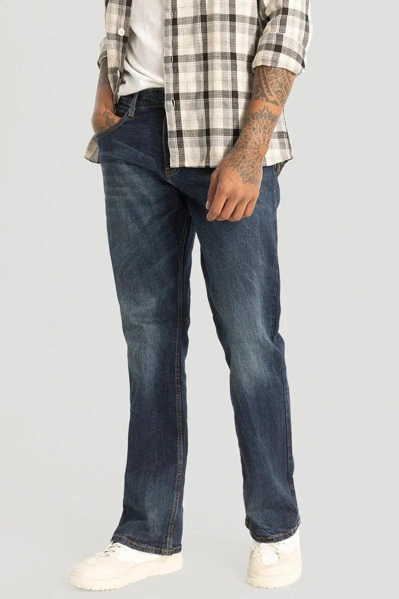 Classic Blue Bootcut Denim Jeans for Casual Wear