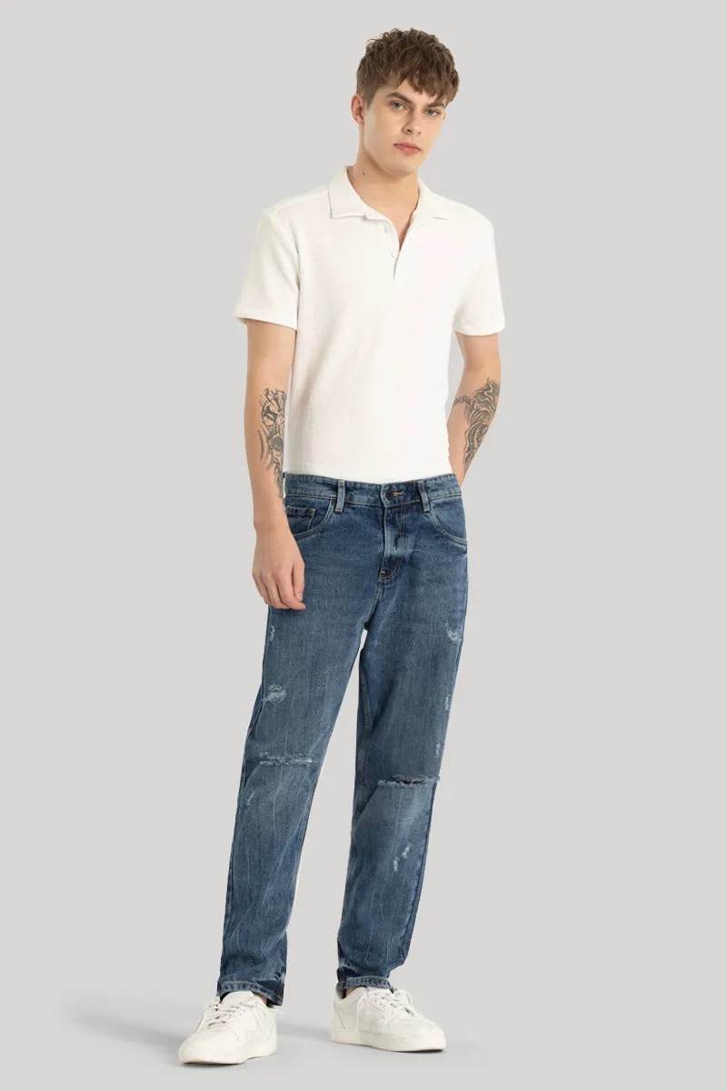Stylish Blue Distressed Baggy Fit Jeans for a Cool Casual Look