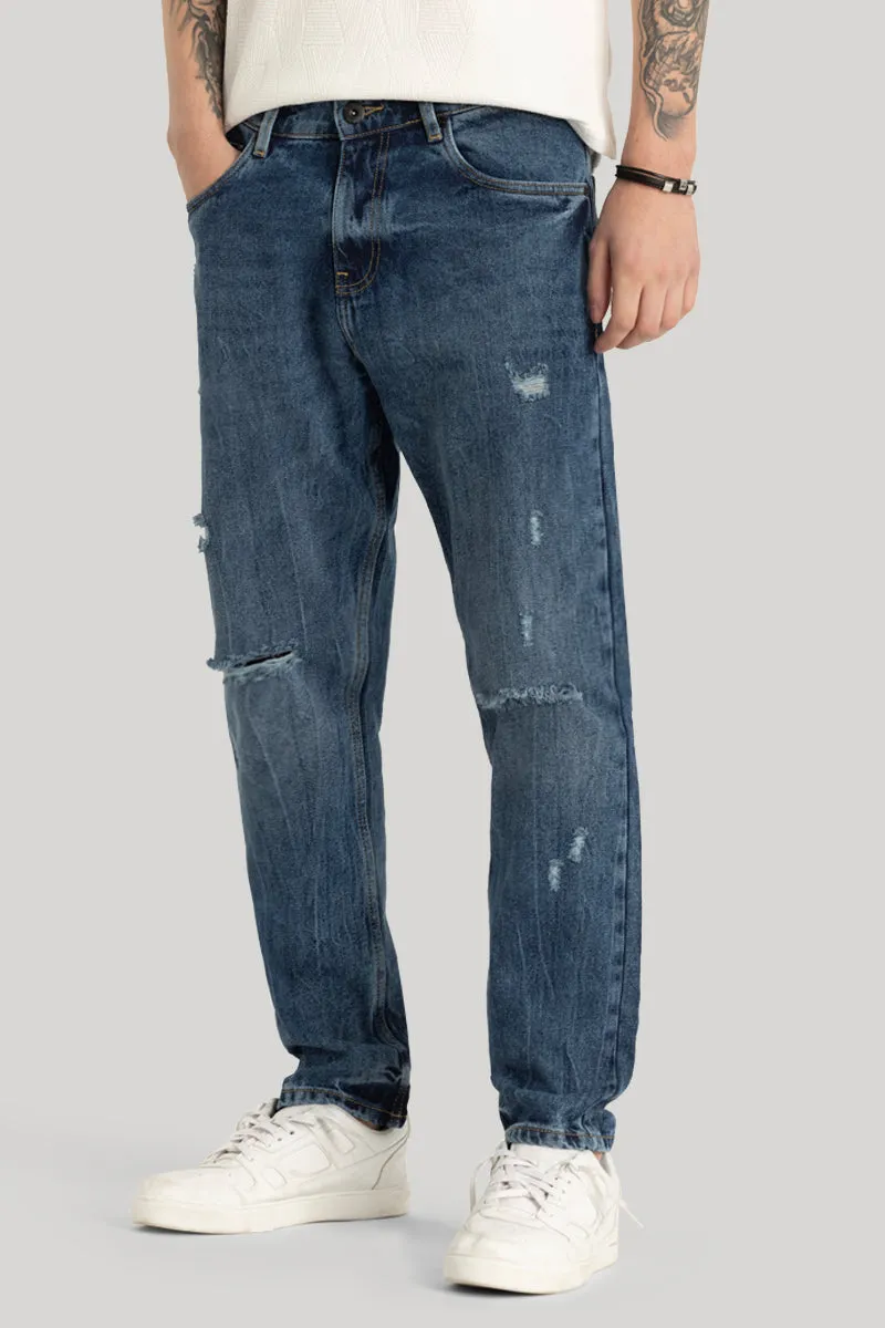 Stylish Blue Distressed Baggy Fit Jeans for a Cool Casual Look
