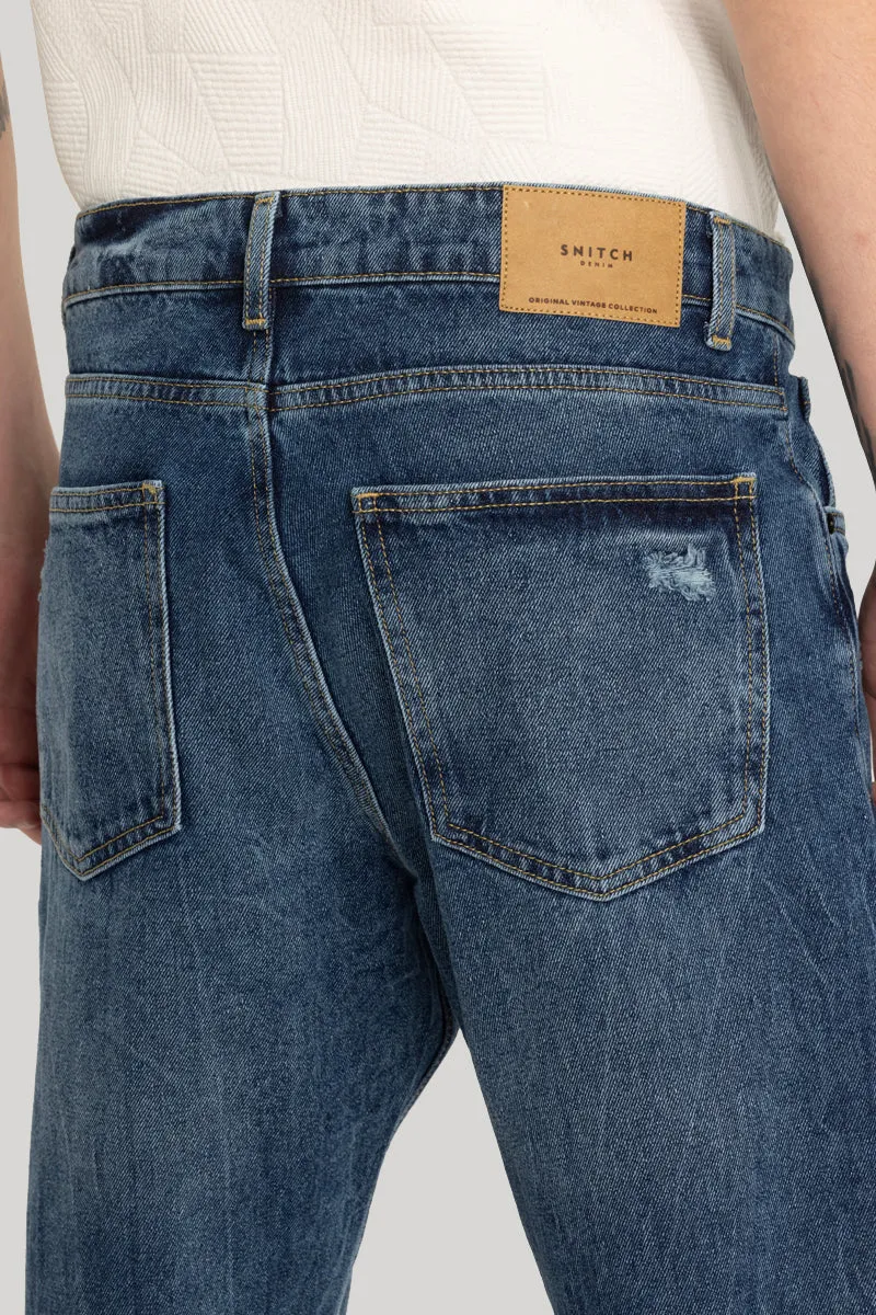 Stylish Blue Distressed Baggy Fit Jeans for a Cool Casual Look