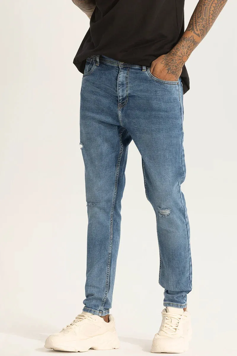 Stylish Blue Distressed Skinny Fit Jeans for a Trendy Casual Look