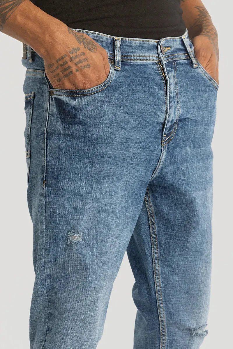 Stylish Blue Distressed Skinny Fit Jeans for a Trendy Casual Look