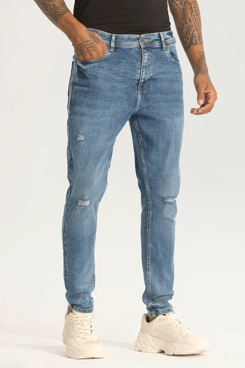 Stylish Blue Distressed Skinny Fit Jeans for a Trendy Casual Look