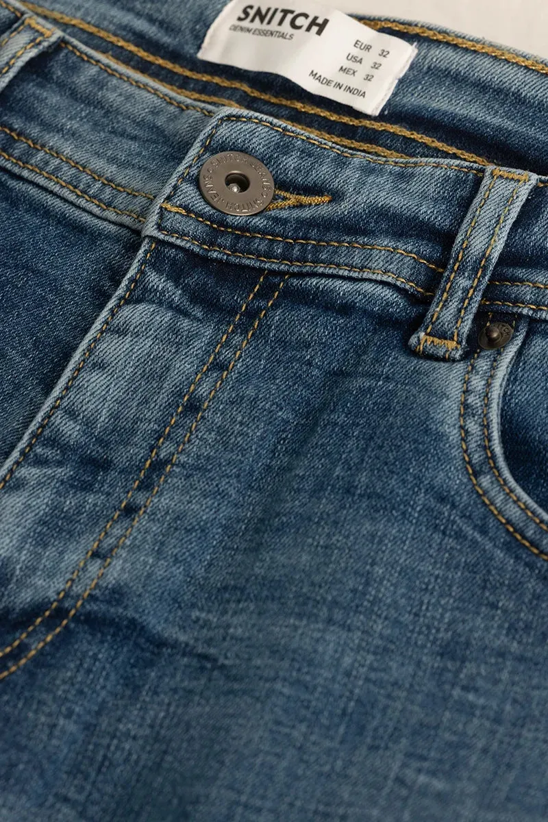 Stylish Blue Distressed Skinny Fit Jeans for a Trendy Casual Look
