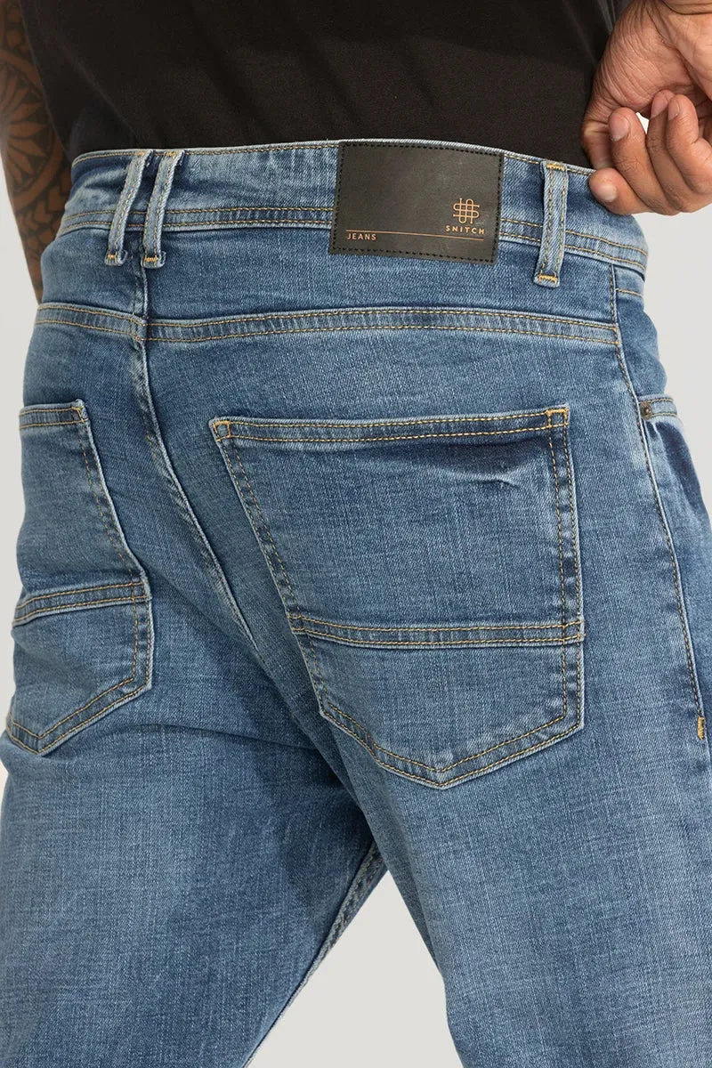 Stylish Blue Distressed Skinny Fit Jeans for a Trendy Casual Look