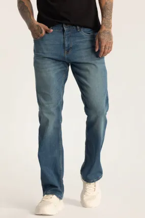 Stylish Blue Bootcut Plain Jeans