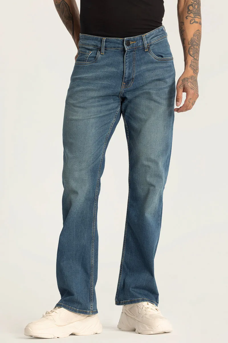 Stylish Blue Bootcut Plain Jeans