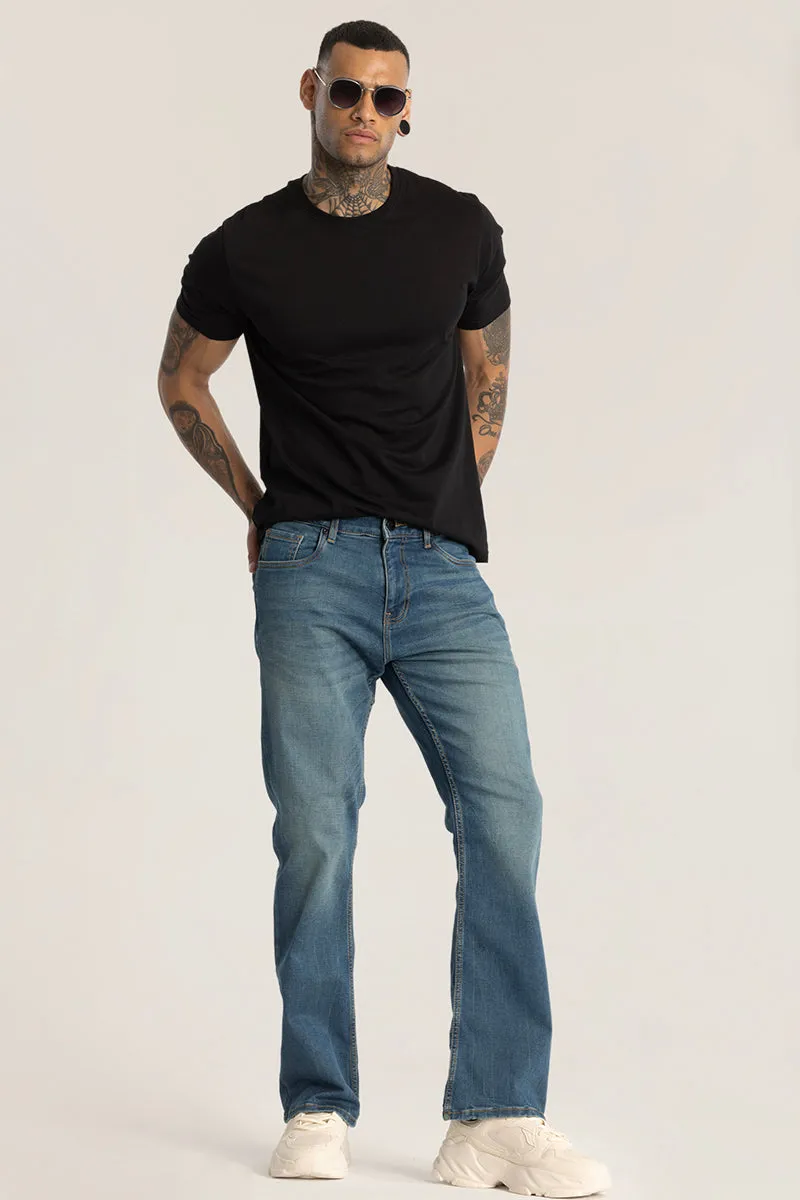 Stylish Blue Bootcut Plain Jeans