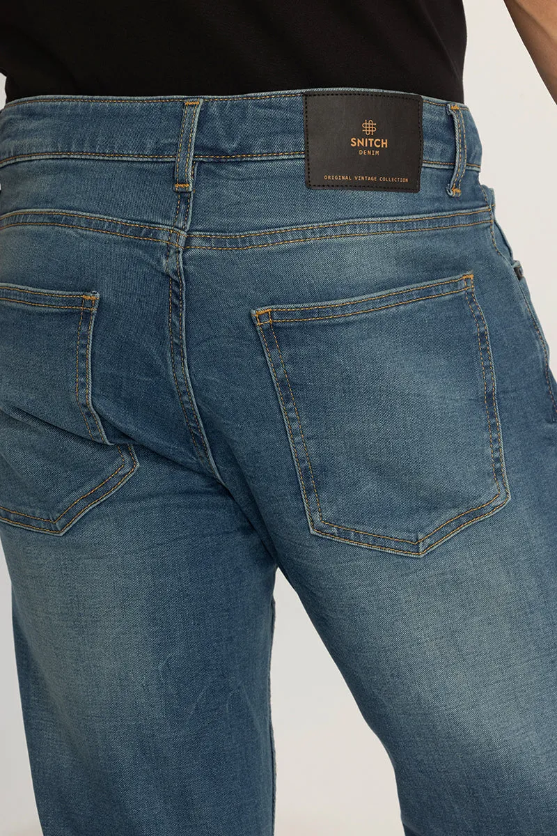 Stylish Blue Bootcut Plain Jeans
