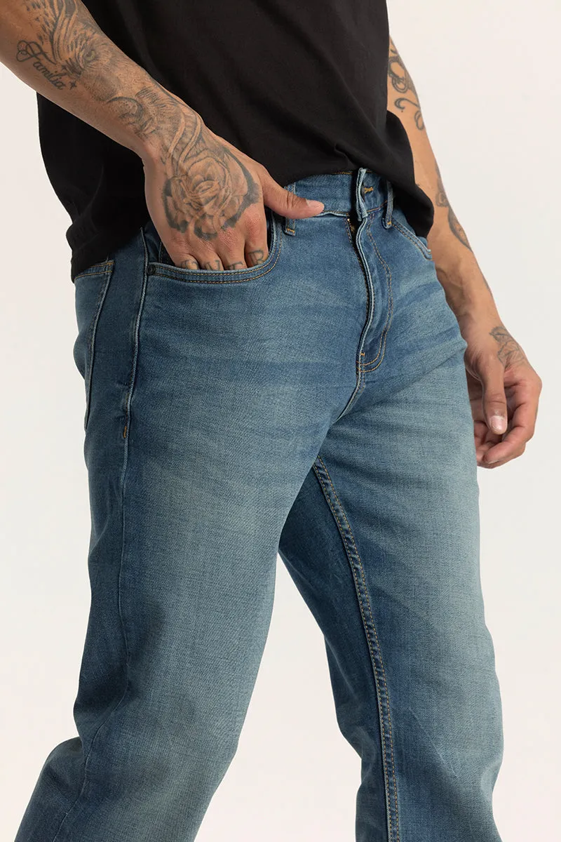 Stylish Blue Bootcut Plain Jeans