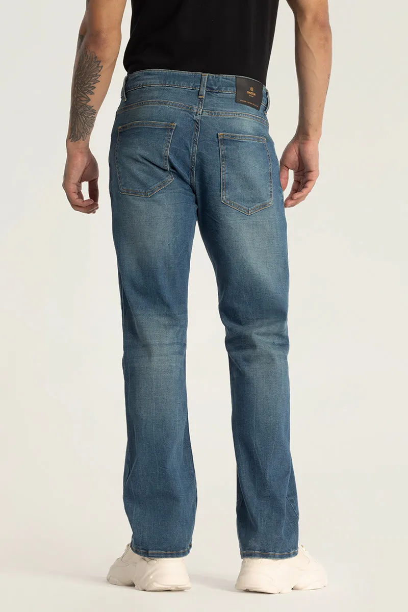 Stylish Blue Bootcut Plain Jeans