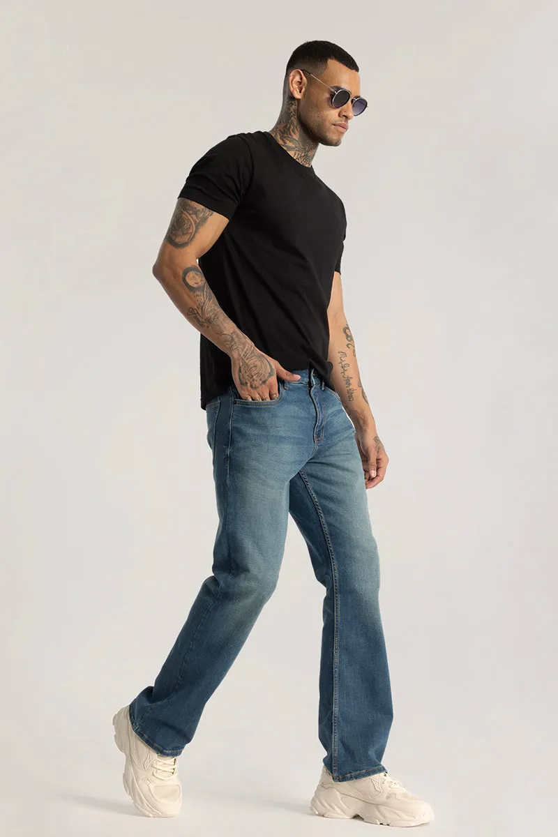 Stylish Blue Bootcut Plain Jeans