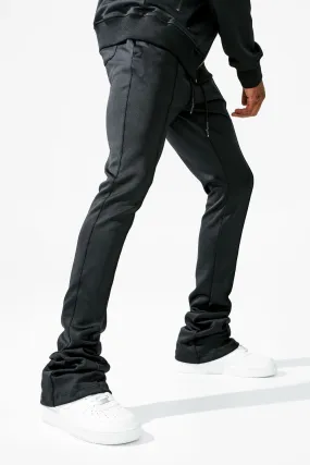 Black Calabria Stacked Track Pants for Men - Premium Quality & Stylish Design