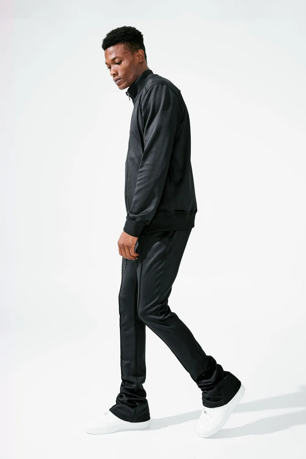Black Calabria Stacked Track Pants for Men - Premium Quality & Stylish Design