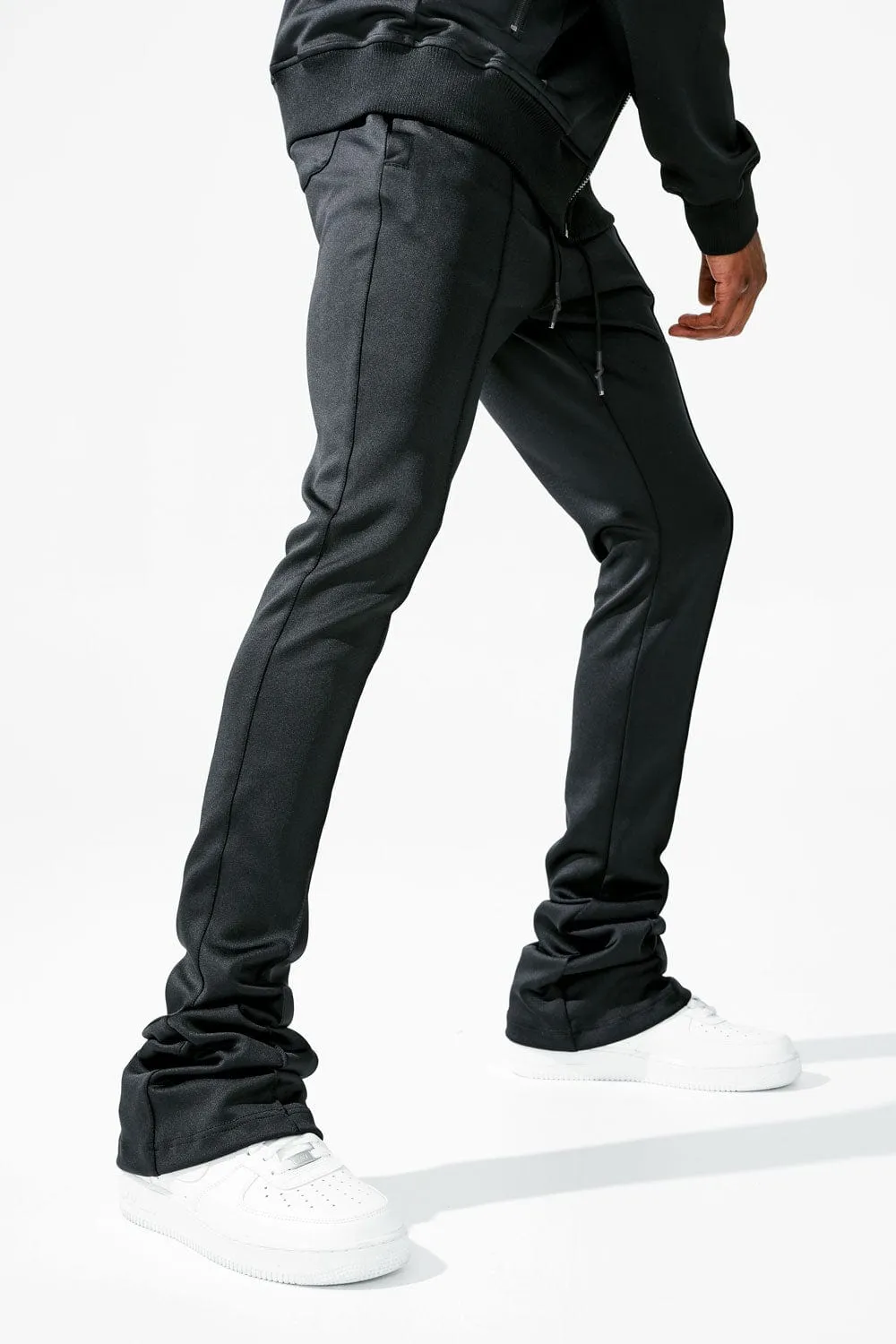 Black Calabria Stacked Track Pants for Men - Premium Quality & Stylish Design