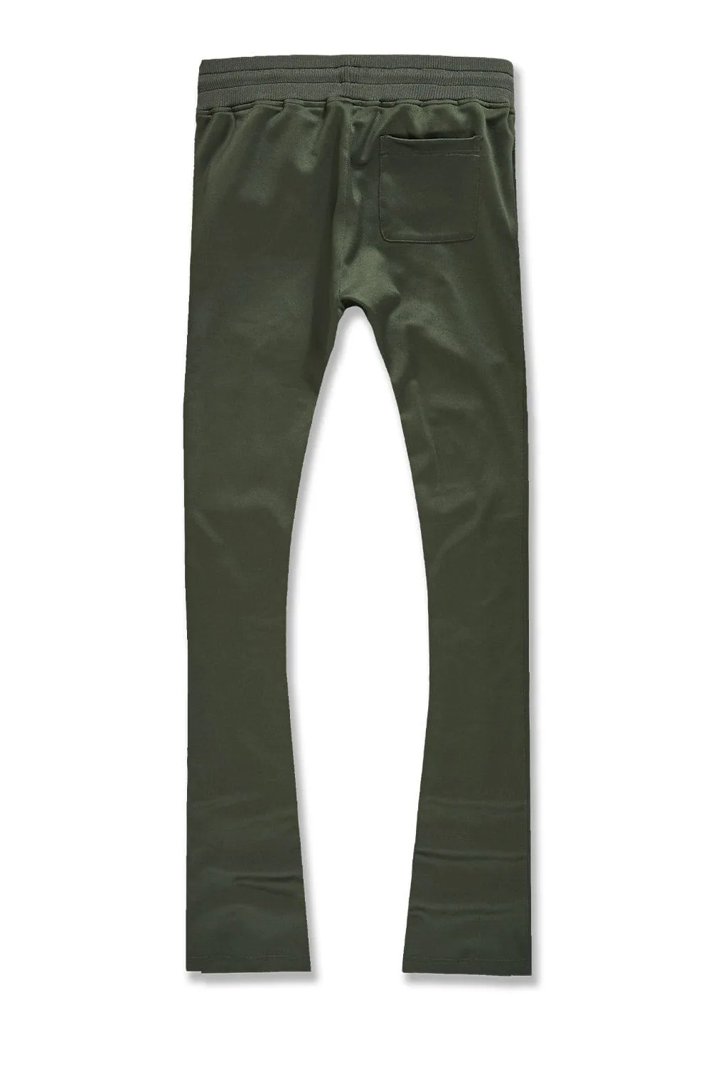 Calabria Olive Green Stacked Track Pants for Men - Stylish and Comfortable Athletic Trousers