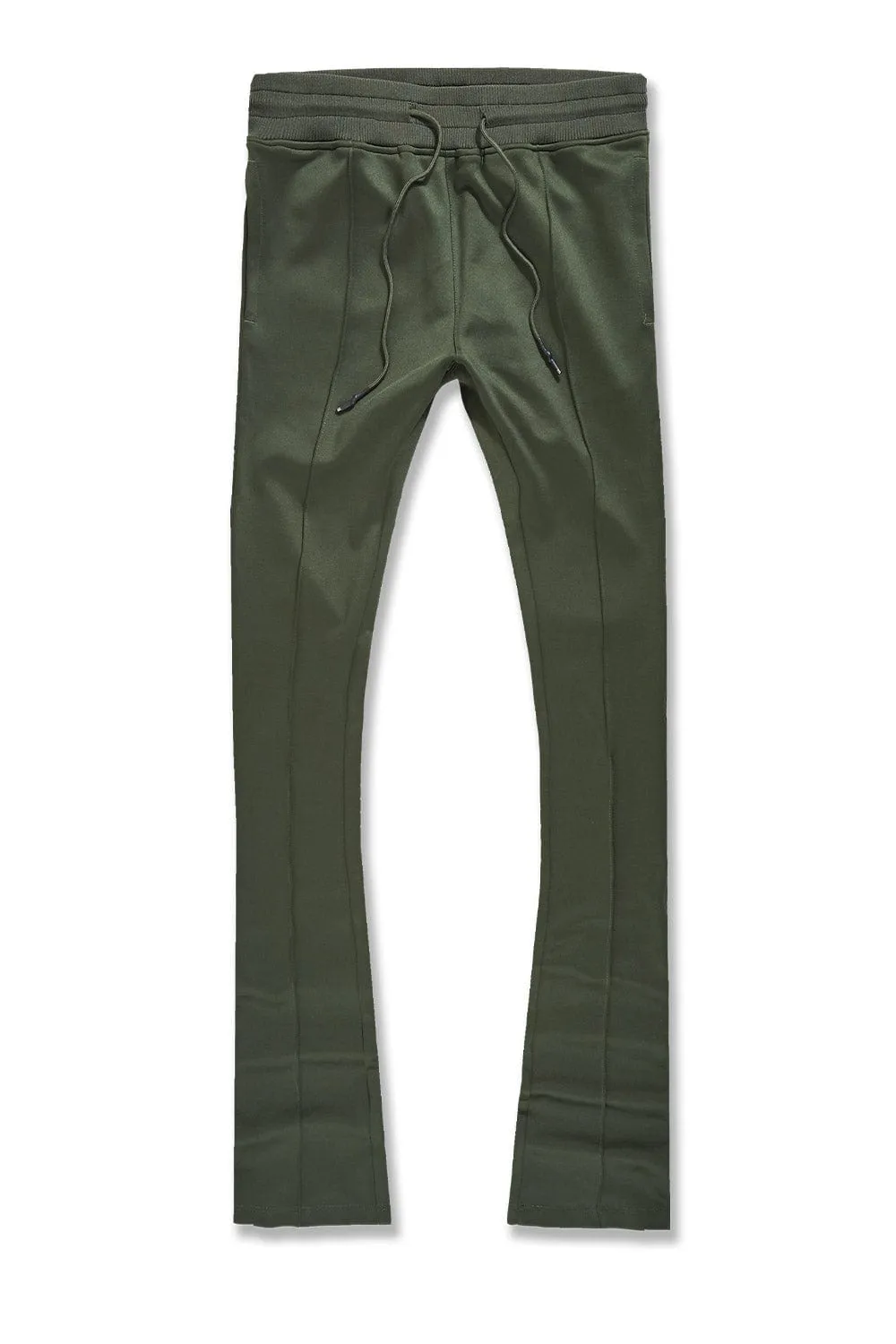 Calabria Olive Green Stacked Track Pants for Men - Stylish and Comfortable Athletic Trousers