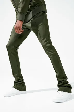 Calabria Olive Green Stacked Track Pants for Men - Stylish and Comfortable Athletic Trousers