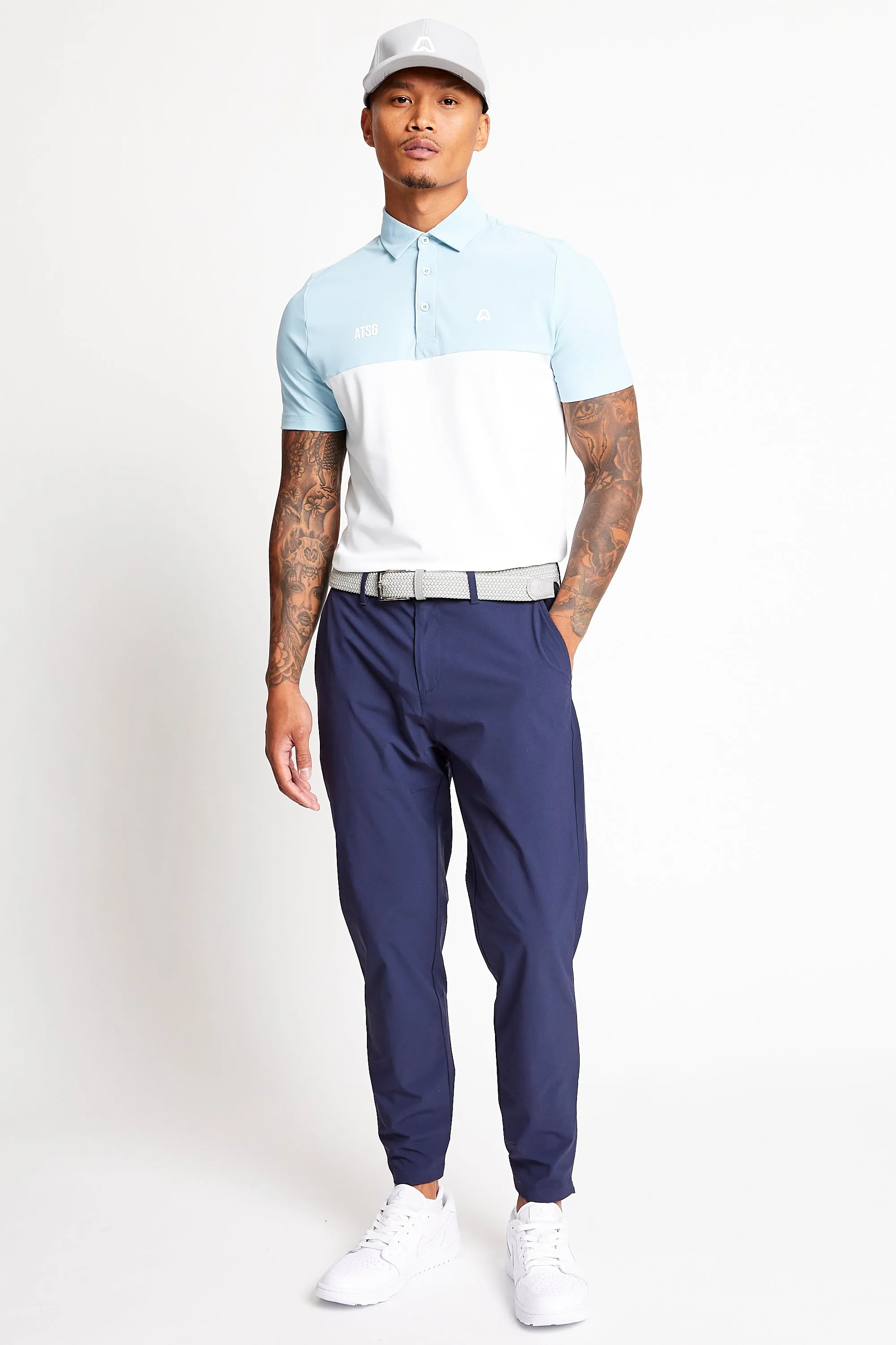 Navy Ace Dynamic Stretch Golf Trousers with Cropped Design