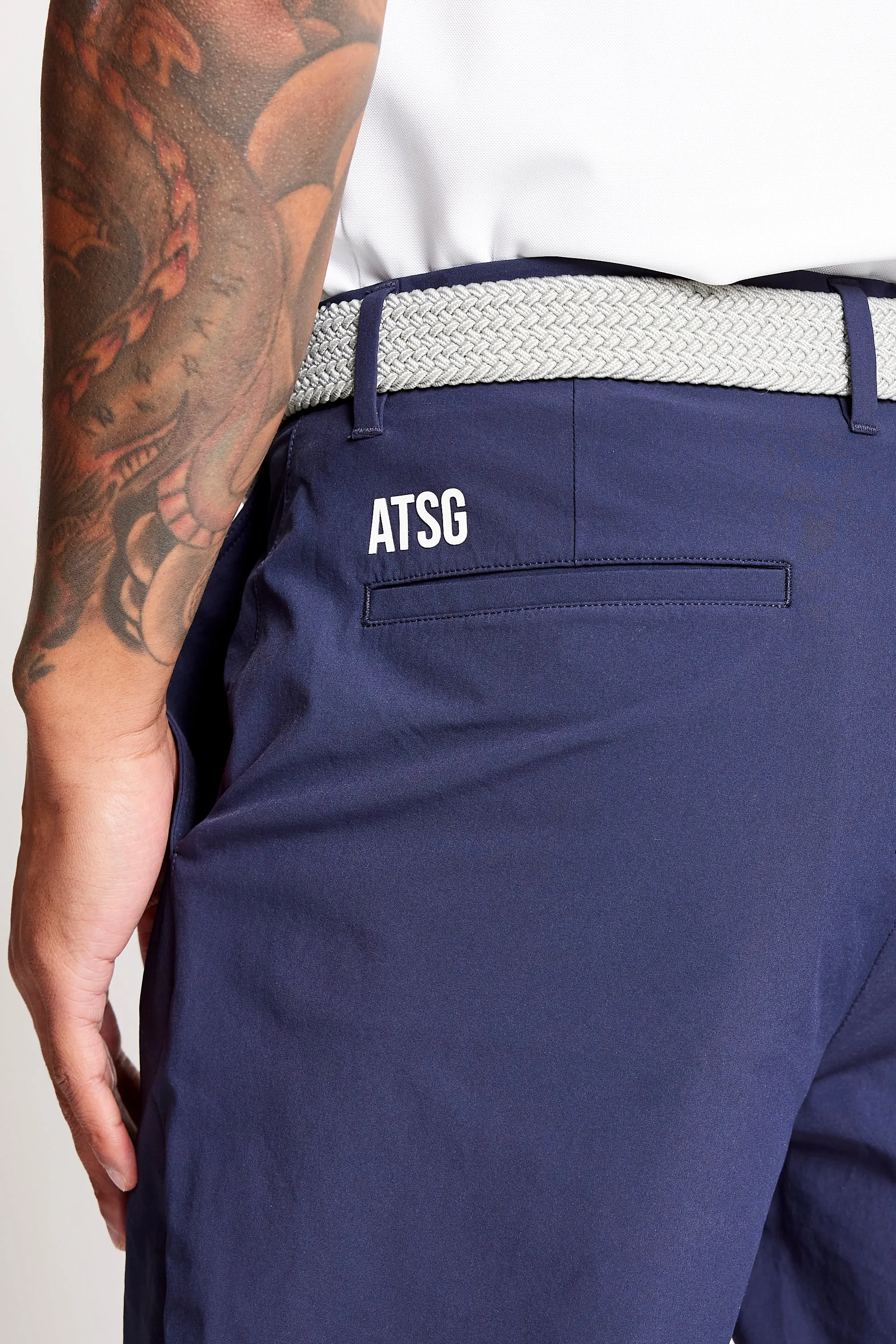 Navy Ace Dynamic Stretch Golf Trousers with Cropped Design