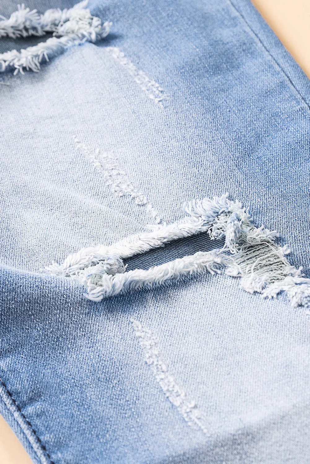 Distressed Ankle-Length Pocket Jeans