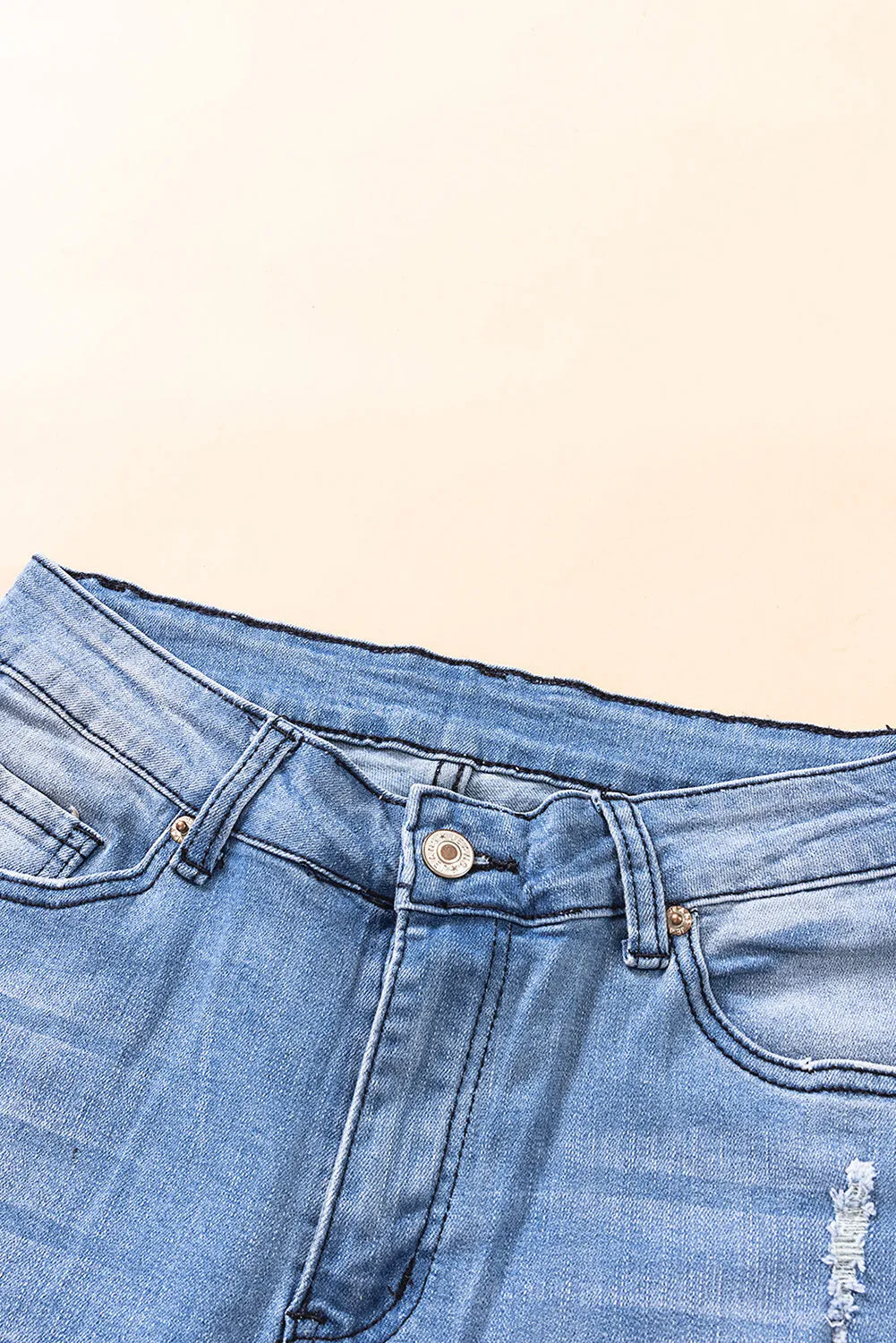 Distressed Ankle-Length Pocket Jeans