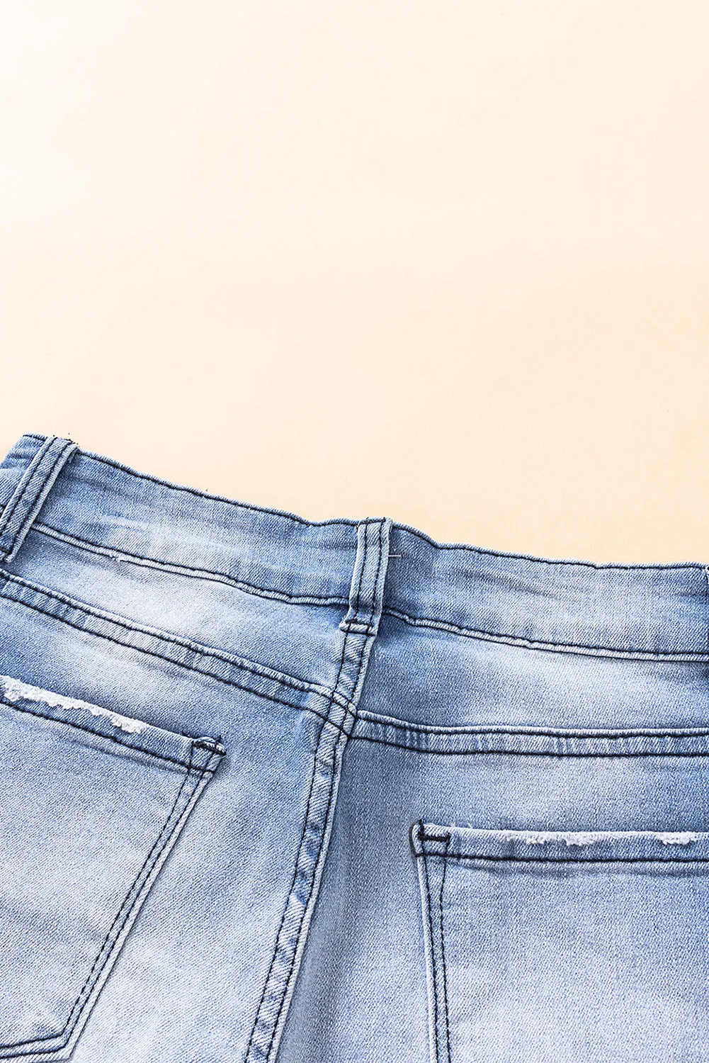 Distressed Ankle-Length Pocket Jeans
