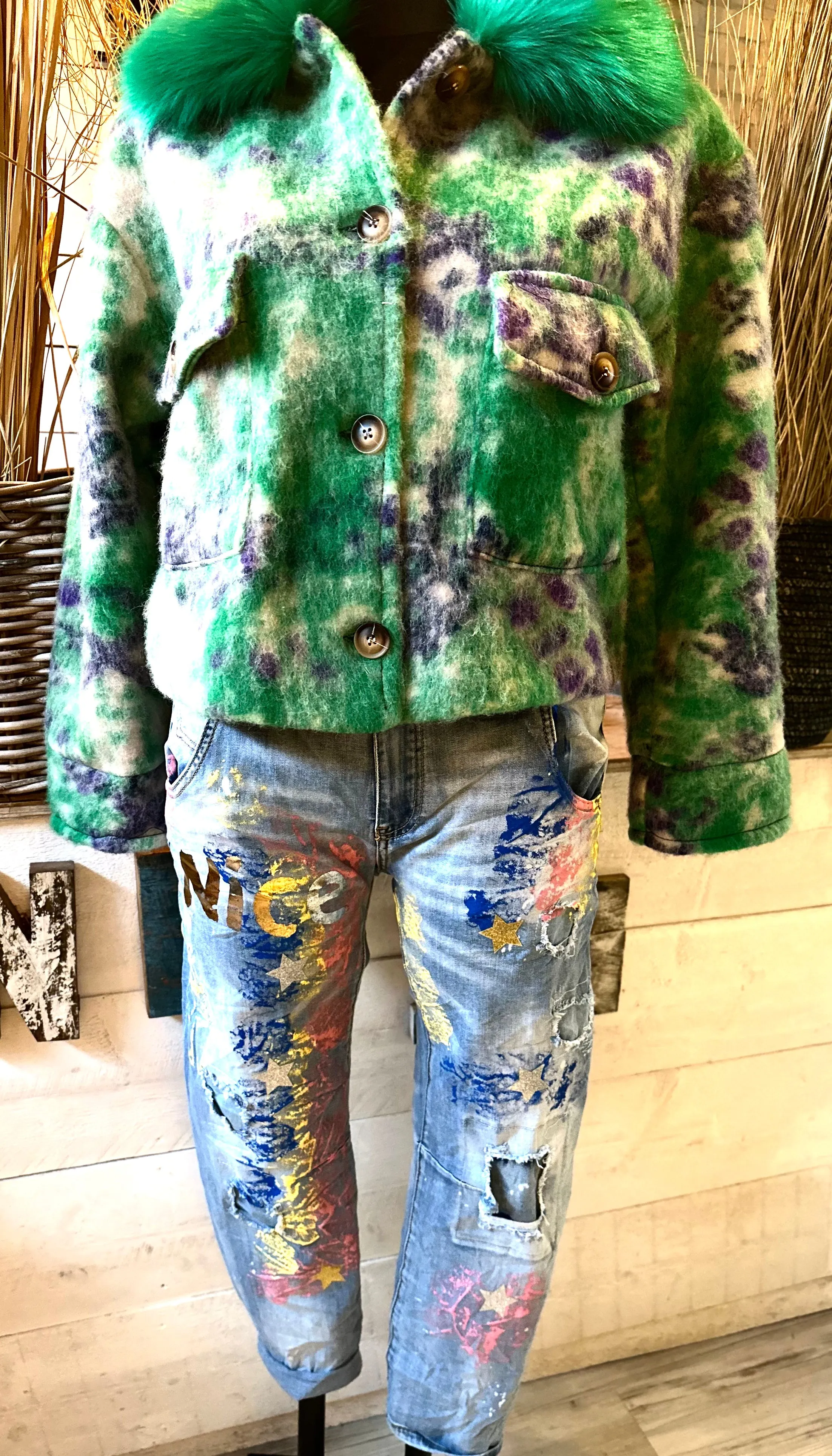Jeans bunt bedruckt