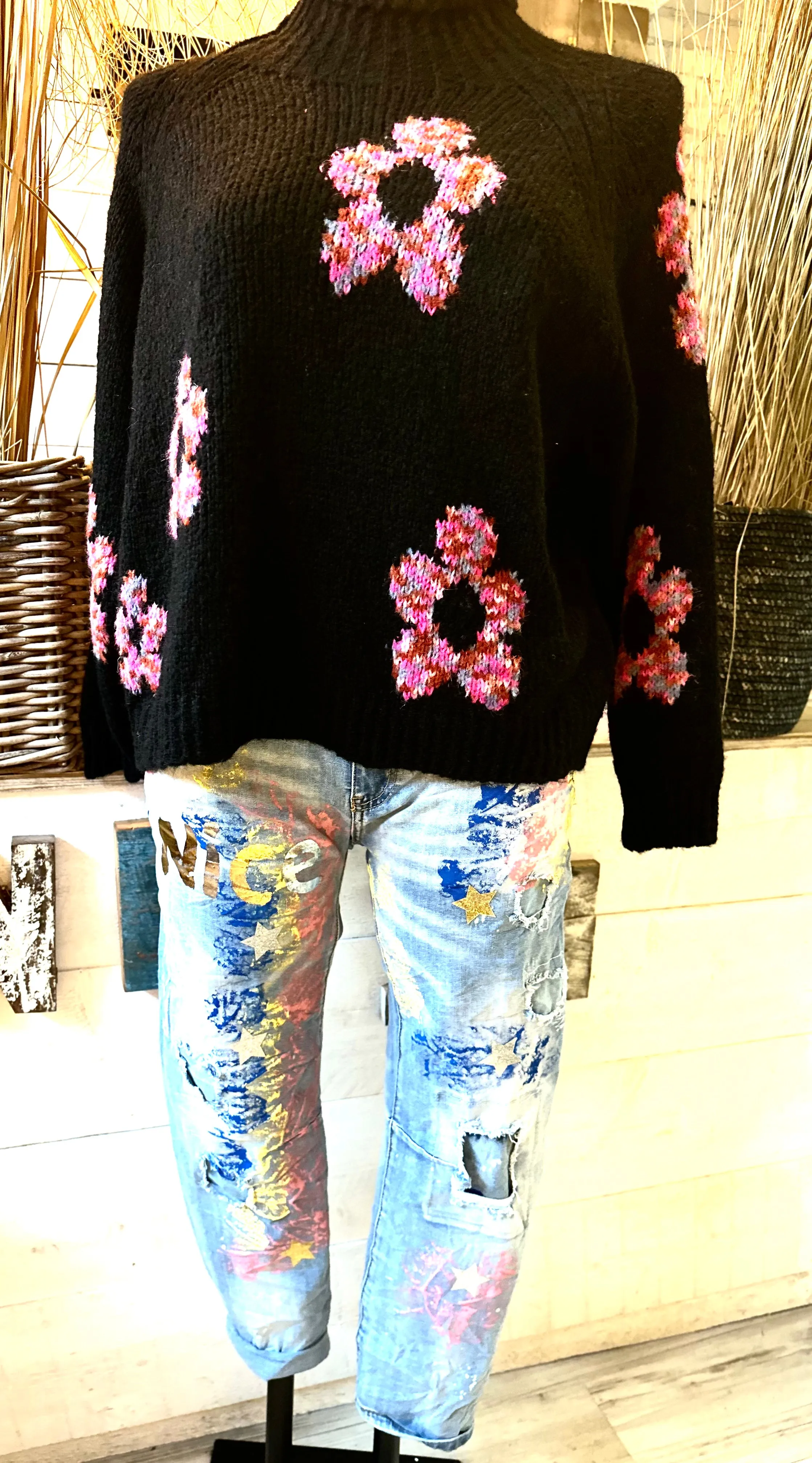Jeans bunt bedruckt