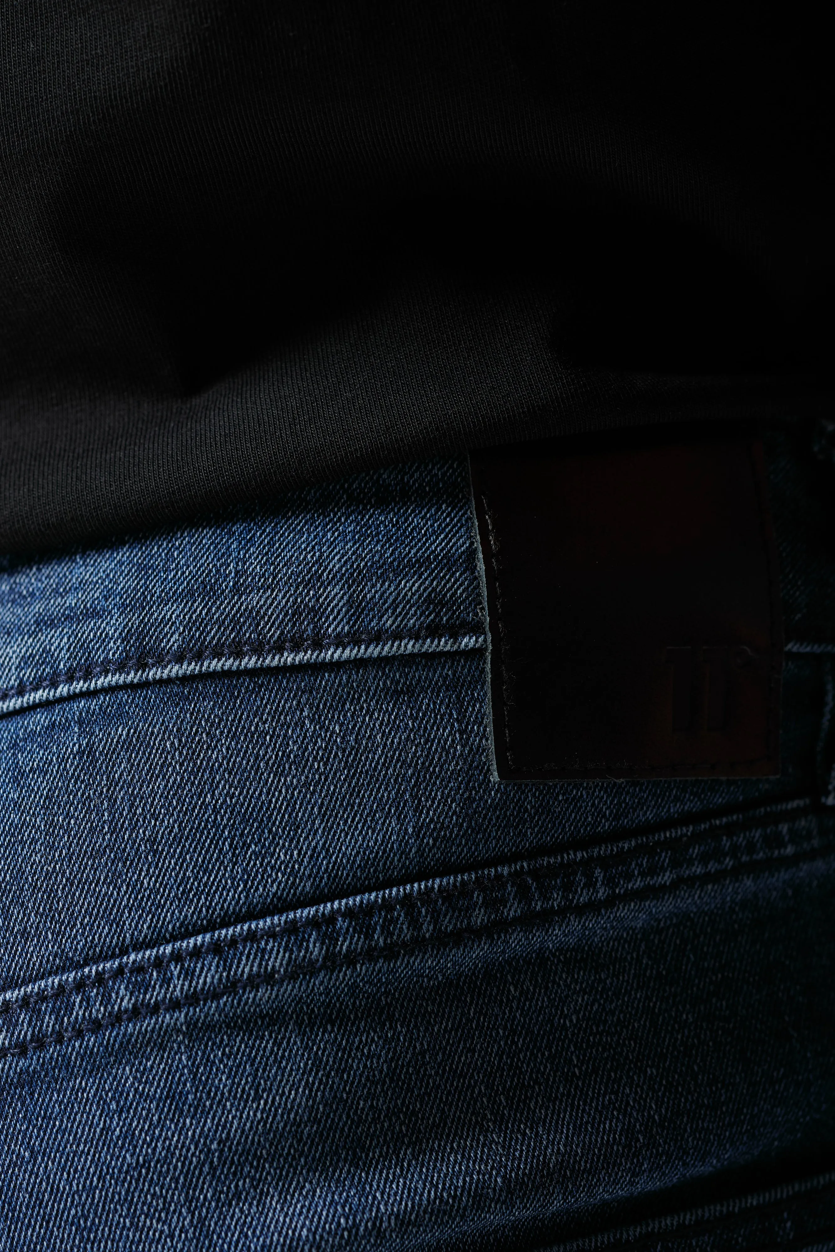 Optimized Title: Sustainable Blue Black Slim Tapered Jeans for Men - Eco-Friendly Fashion