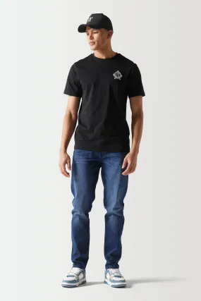 Optimized Title: Sustainable Blue Black Slim Tapered Jeans for Men - Eco-Friendly Fashion