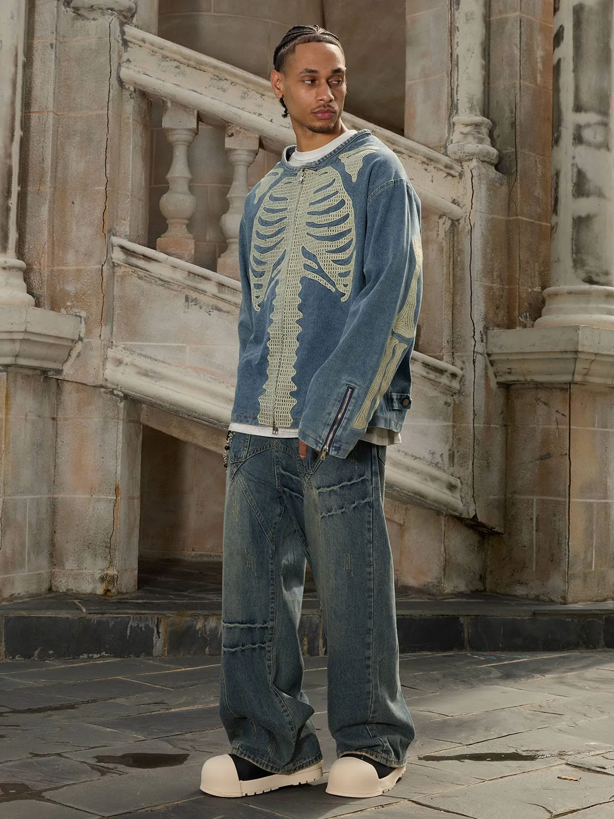Thesupermade Deconstructed Design Wash Jeans - 2248
