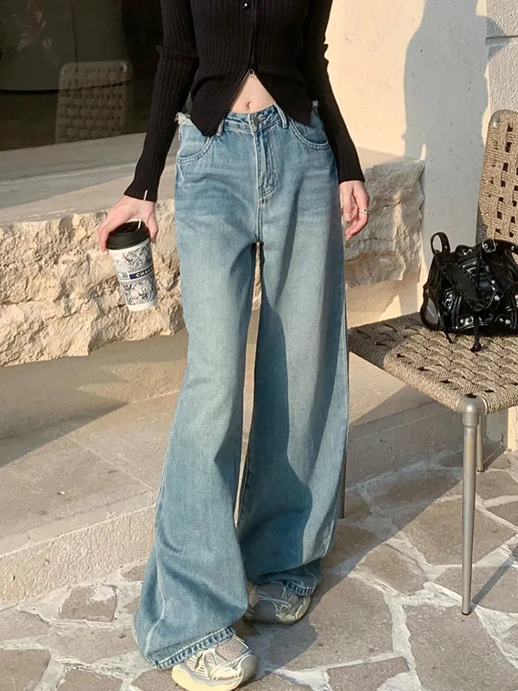 Vintage High Waist Ripped Streetwear Wide Leg Jeans
