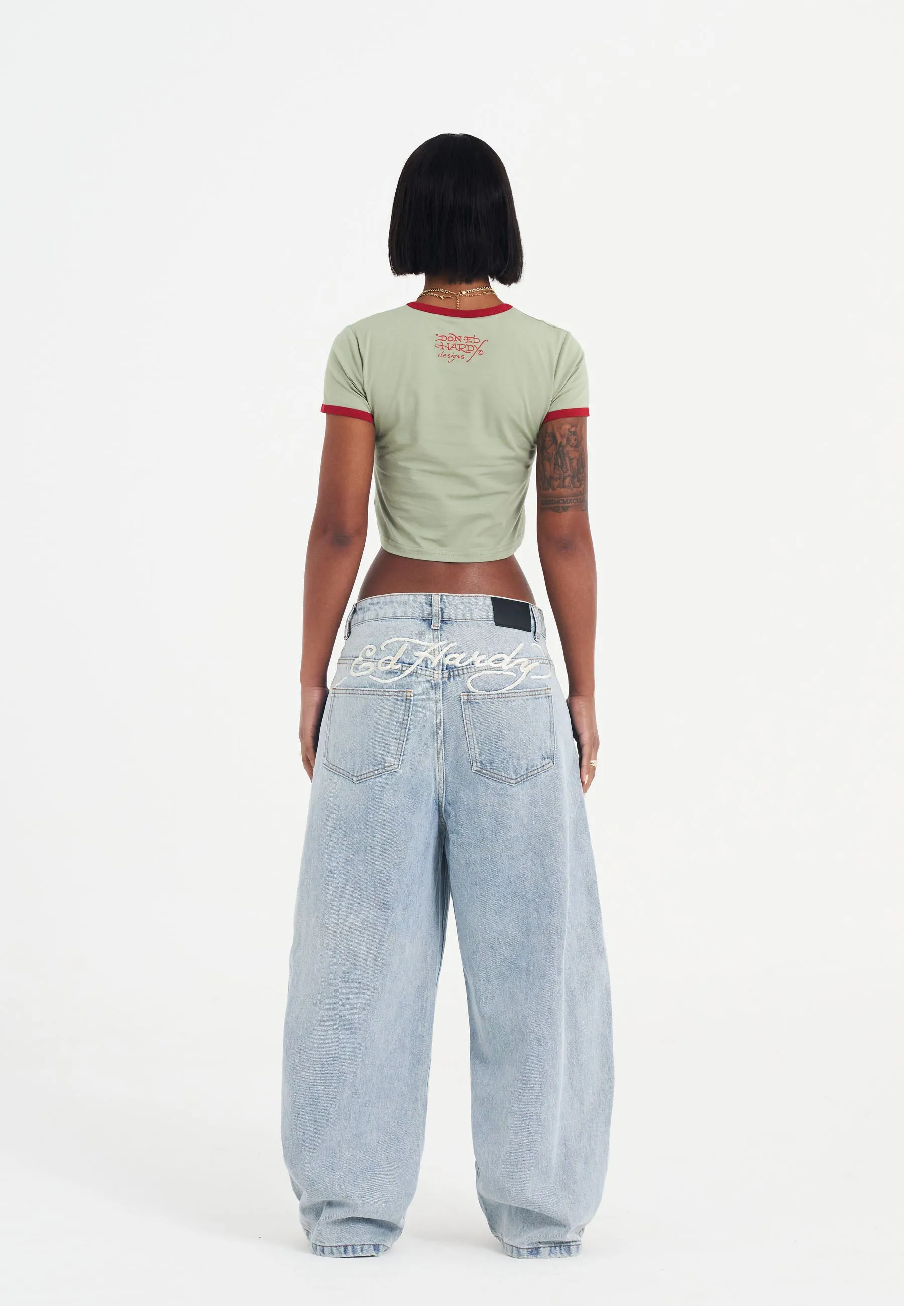 Antique Butterfly Womens Mid-Blue Extra Denim Jeans Trousers